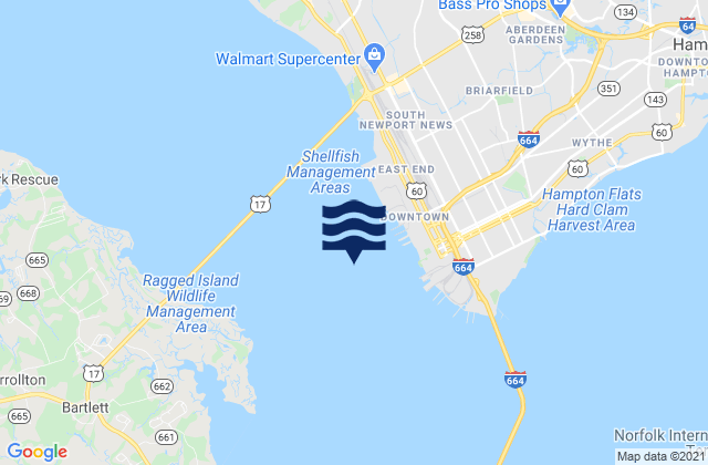 0.8 mile SW of shipbuilding plant, United Statesの潮見表地図