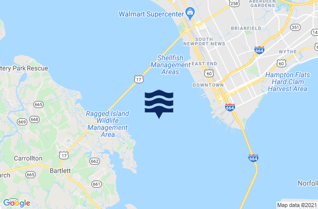 1.5 miles SW of shipbuilding plant, United Statesの潮見表地図