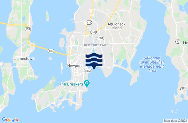1st Beach (Eastons Beach), United Statesの潮見表地図