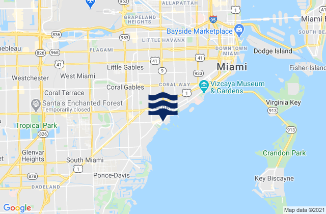 21st Street (Miami), United Statesの潮見表地図