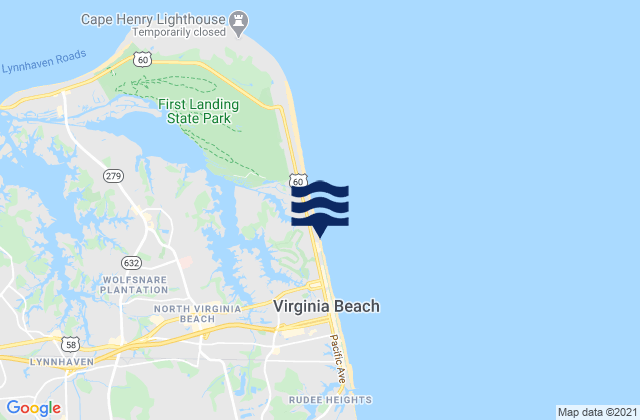 42nd St VA Beach, United Statesの潮見表地図