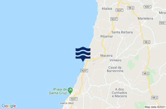 A dos Cunhados, Portugalの潮見表地図