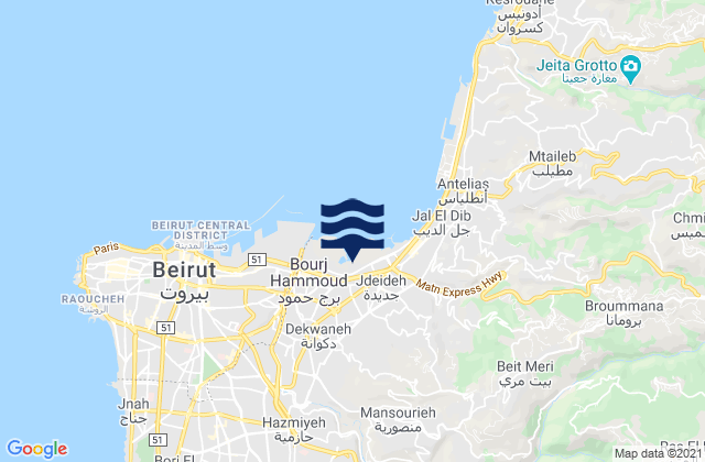 Aaley, Lebanonの潮見表地図