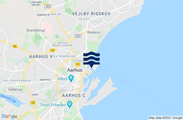 Aarhus Kattegat, Denmarkの潮見表地図
