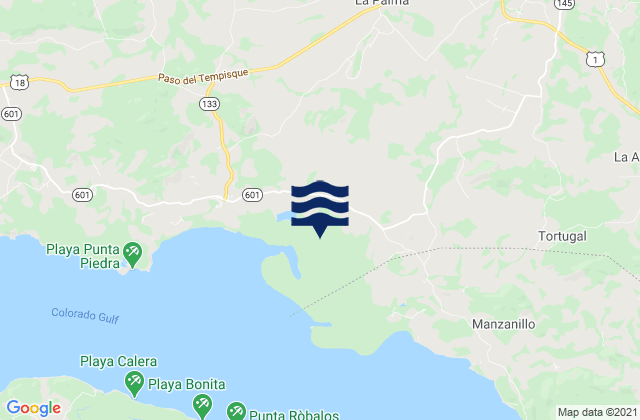 Abangares, Costa Ricaの潮見表地図