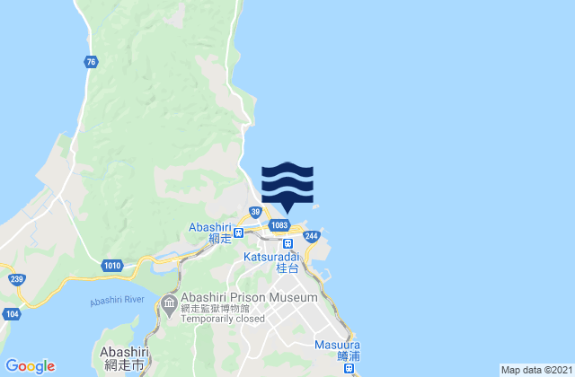 Abashiri, Japanの潮見表地図