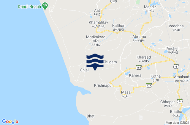 Abrama, Indiaの潮見表地図