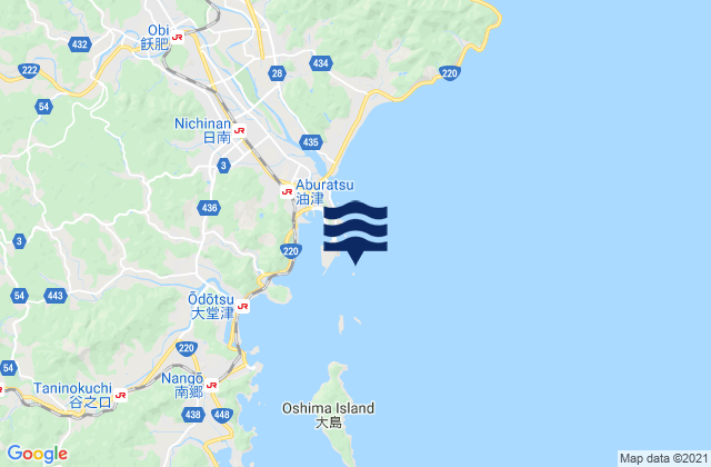 Aburatsu, Japanの潮見表地図