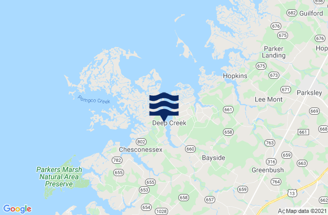 Accomack County, United Statesの潮見表地図