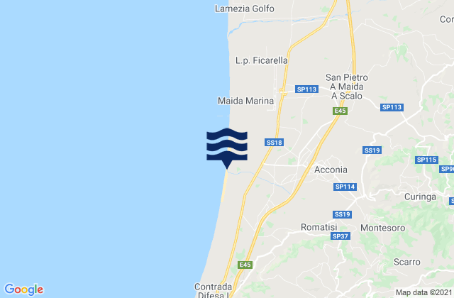 Acconia, Italyの潮見表地図