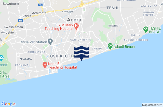 Accra, Ghanaの潮見表地図