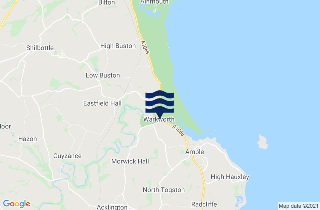 Acklington, United Kingdomの潮見表地図