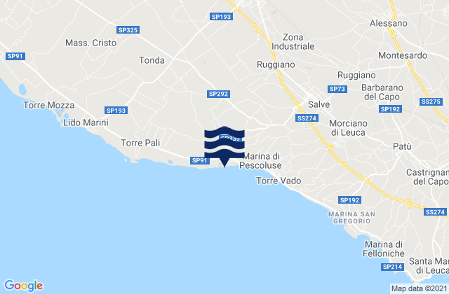Acquarica del Capo, Italyの潮見表地図