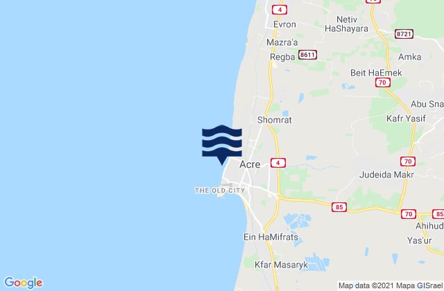 Acre, Israelの潮見表地図