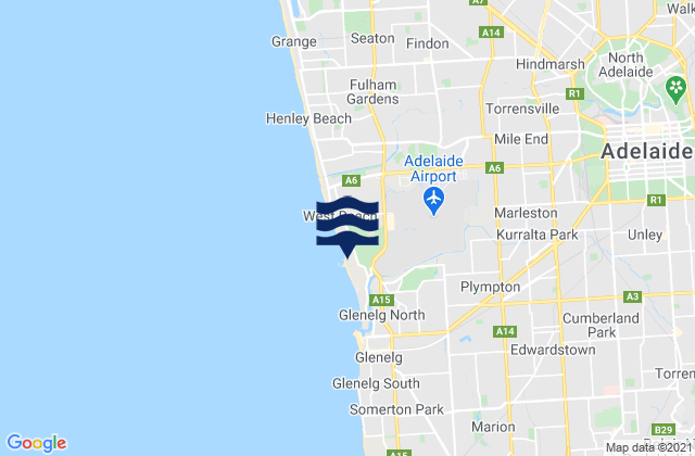 Adelaide, Australiaの潮見表地図