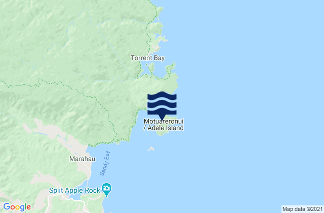 Adele Island Abel Tasman, New Zealandの潮見表地図