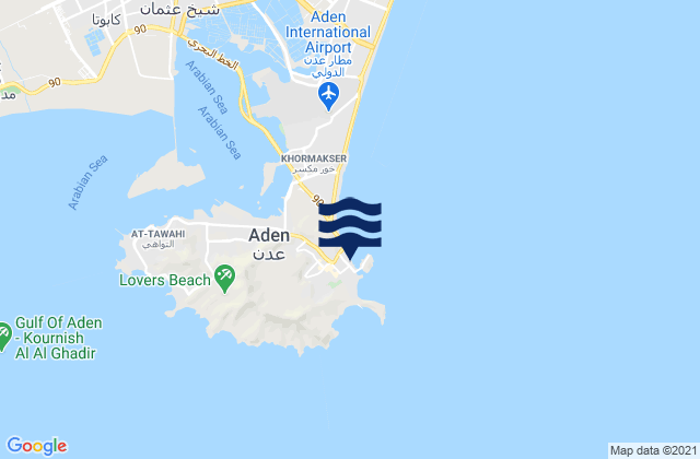 Aden, Yemenの潮見表地図