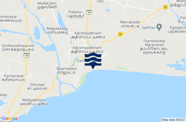 Adirampattinam, Indiaの潮見表地図