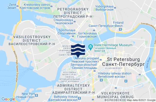 Admiralteysky Rayon, Russiaの潮見表地図