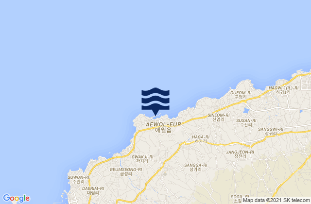 Aewol-li, South Koreaの潮見表地図
