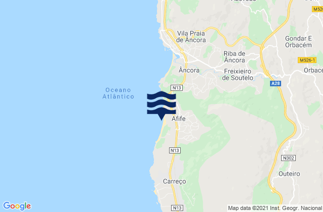 Afife, Portugalの潮見表地図
