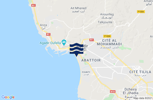 Agadir, Moroccoの潮見表地図