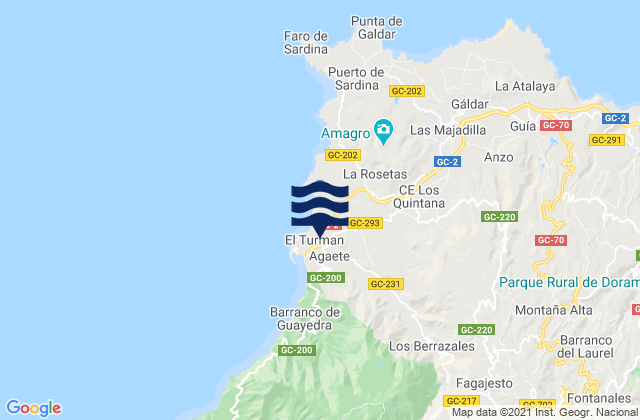 Agaete, Spainの潮見表地図