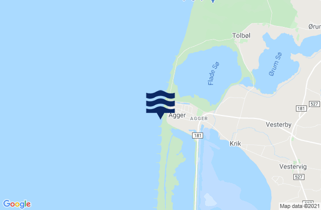Agger Strand, Denmarkの潮見表地図