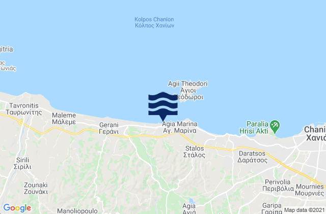 Agia Marina or Platanias, Greeceの潮見表地図