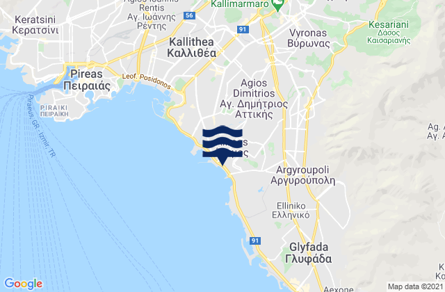 Agios Dimitrios, Greeceの潮見表地図