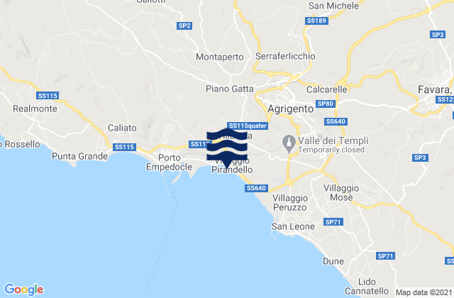 Agrigento, Italyの潮見表地図