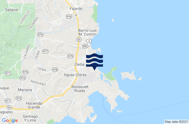 Aguas Claras, Puerto Ricoの潮見表地図
