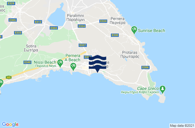 Agía Nápa, Cyprusの潮見表地図