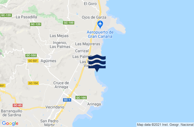 Agüimes, Spainの潮見表地図