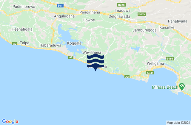 Ahangama, Sri Lankaの潮見表地図