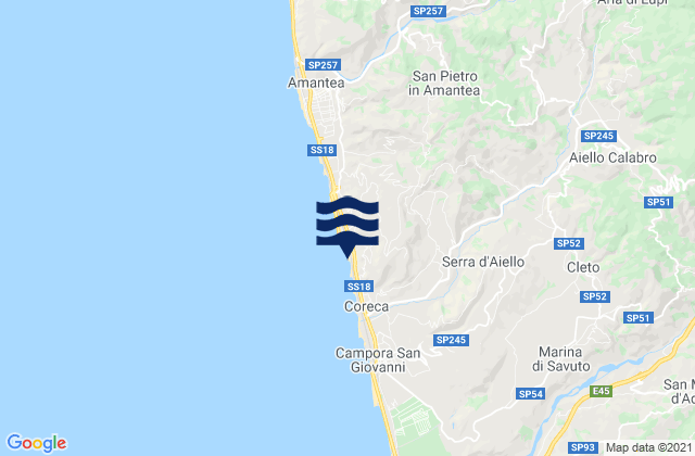 Aiello Calabro, Italyの潮見表地図