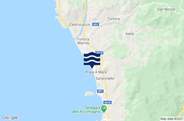 Aieta, Italyの潮見表地図