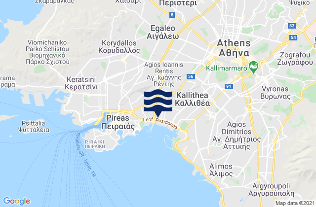 Aigáleo, Greeceの潮見表地図