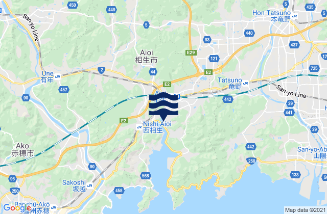 Aioi-shi, Japanの潮見表地図
