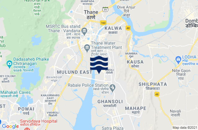 Airoli, Indiaの潮見表地図