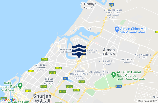 Ajman City, United Arab Emiratesの潮見表地図
