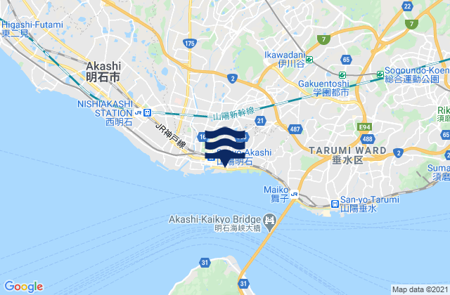 Akashi Ko Akashi Seto, Japanの潮見表地図