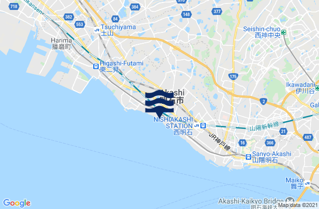 Akashi Shi, Japanの潮見表地図