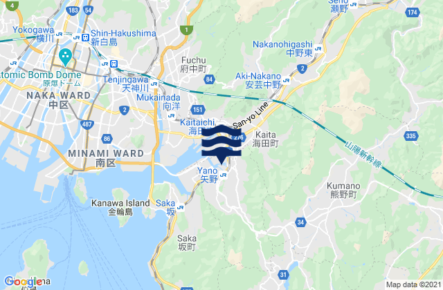 Aki-gun, Japanの潮見表地図