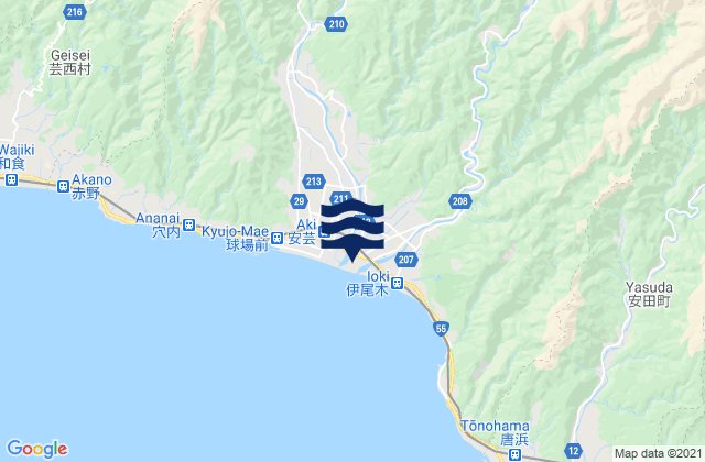 Aki Shi, Japanの潮見表地図