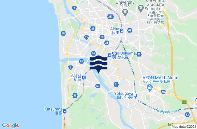 Akita Shi, Japanの潮見表地図