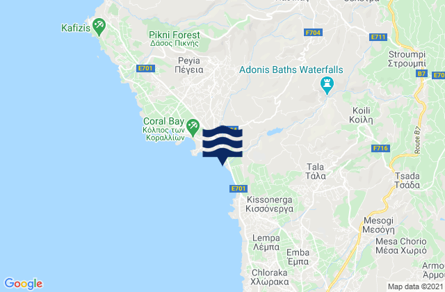 Akoursós, Cyprusの潮見表地図