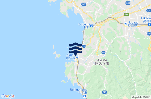 Akune Shi, Japanの潮見表地図
