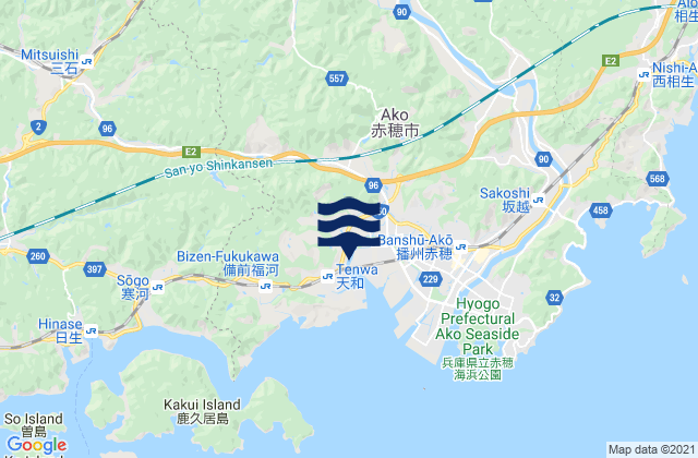 Akō Shi, Japanの潮見表地図