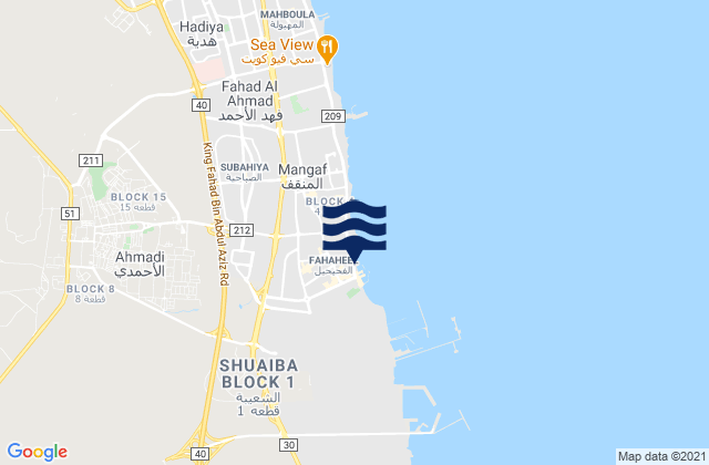 Al Faḩāḩīl, Kuwaitの潮見表地図